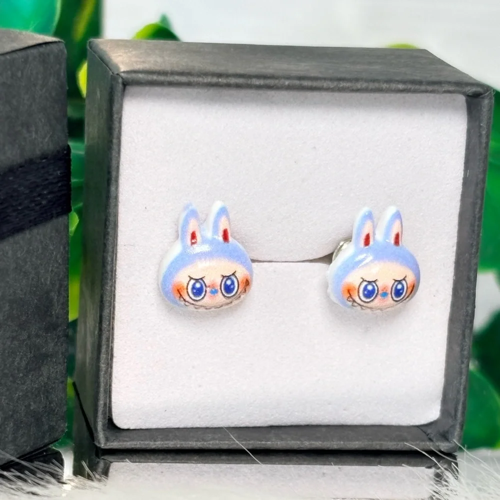 Cute Blue Monster Character Stud‎ Earrings